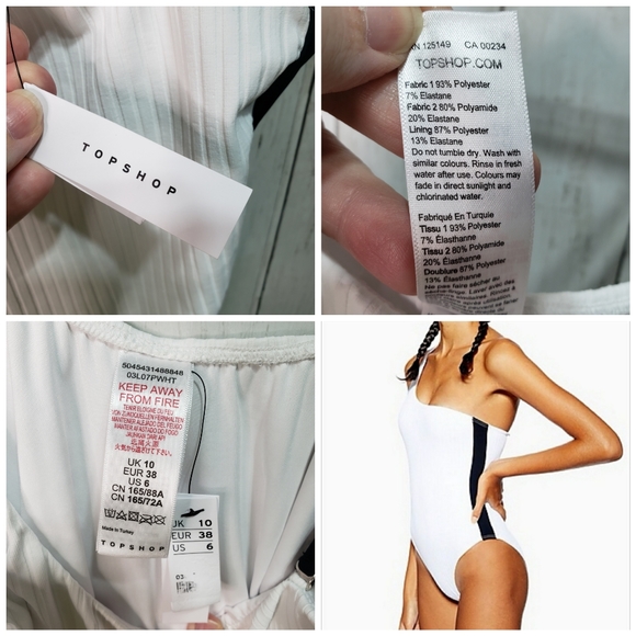 New Topshop White 1-piece Bathing Swim Suit Size 6 - Picture 5 of 5